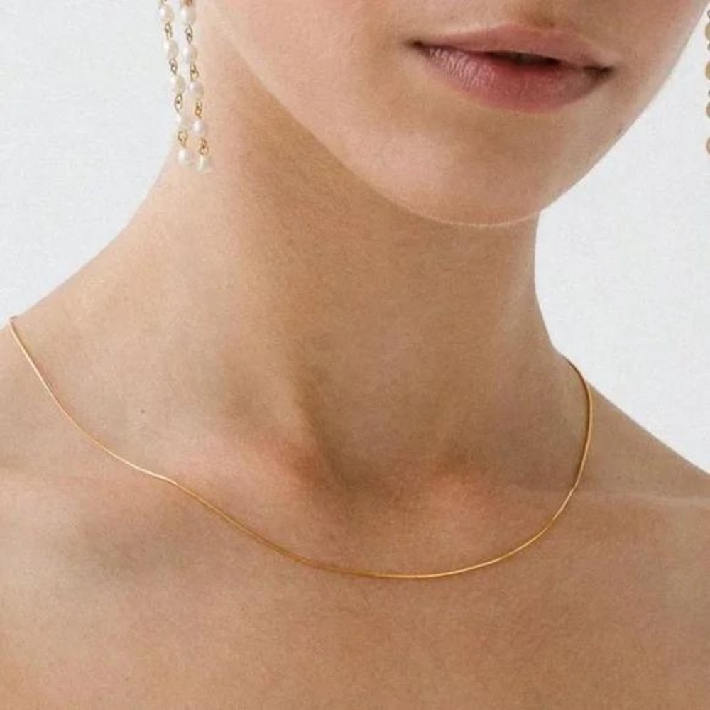 New 18K Minimalist Thin Gold Snake Chain Necklaces, NICE NECKLACE, CUTE NECKLACE